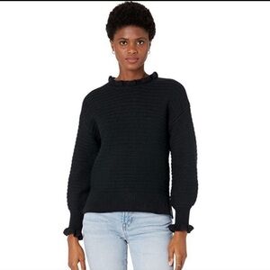 Madewell Ruffle-Neck Pullover Sweater in Cotton-Merino Yarn